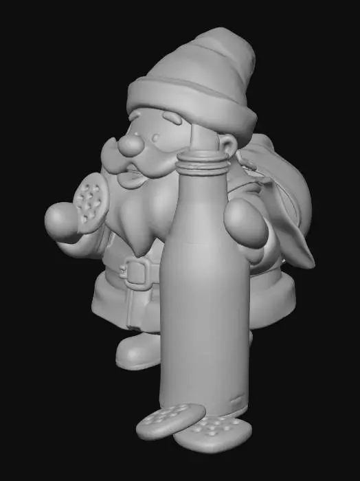 3D model for #Christmas2025# vintage milk bottle features Santa eating cookie inside of the bottle