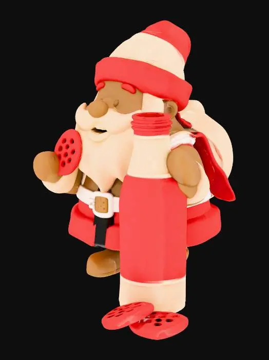 3D model for #Christmas2025# vintage milk bottle features Santa eating cookie inside of the bottle