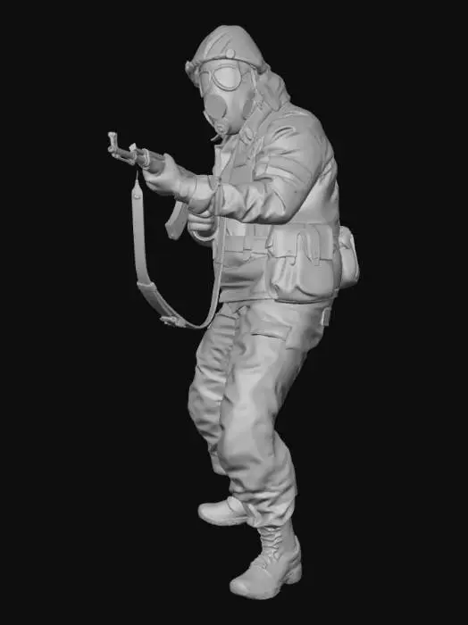 3D model for Gas Masked Soldier in Hazmat Suit