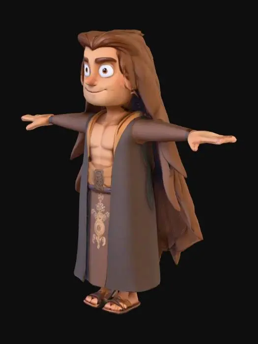 3D model for personagem masculino místico em estilo cartoon3d t-pose
