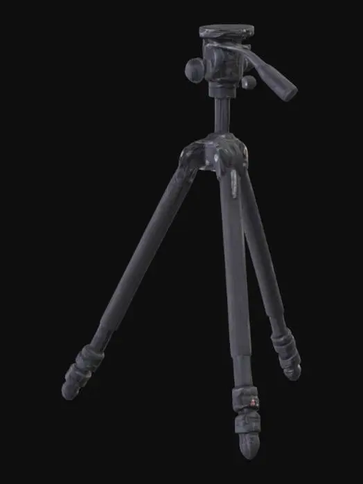 3D model for DSLR professional camera tripod with adjustable legs, matte black carbon fiber material, ball head mount with quick-release plate
