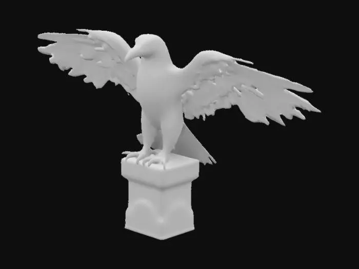 3D model for create eagle standing on pillar with wings open  flawless design