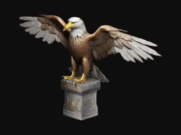 3D model for create eagle standing on pillar with wings open  flawless design