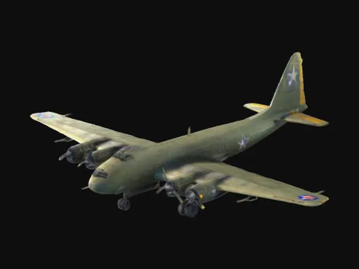3D model for Generate a 3D model of a large atomic bomber aircraft from a fictional World War II setting. The plane should feature a prominent bomb bay for carrying nuclear payloads and have a distinctive, imposing design. It should be optimized for game use with PBR textures.
Flawless Design.