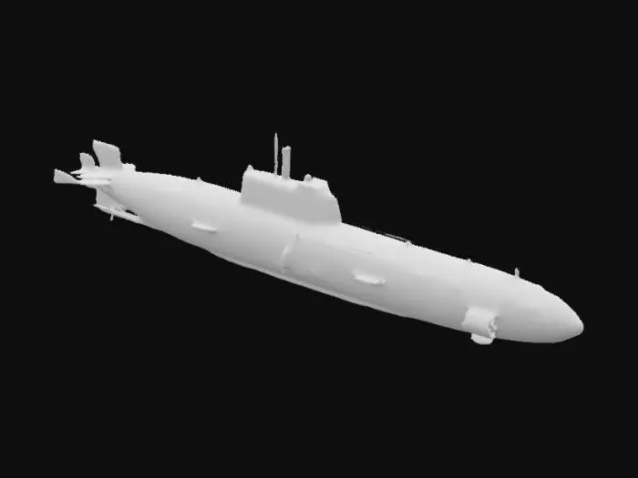 3D model for Generate a 3D model of a World War II-era submarine with torpedo tubes and a sleek, stealthy design. The model should be optimized for underwater combat scenarios in a game, complete with PBR textures
flawless design