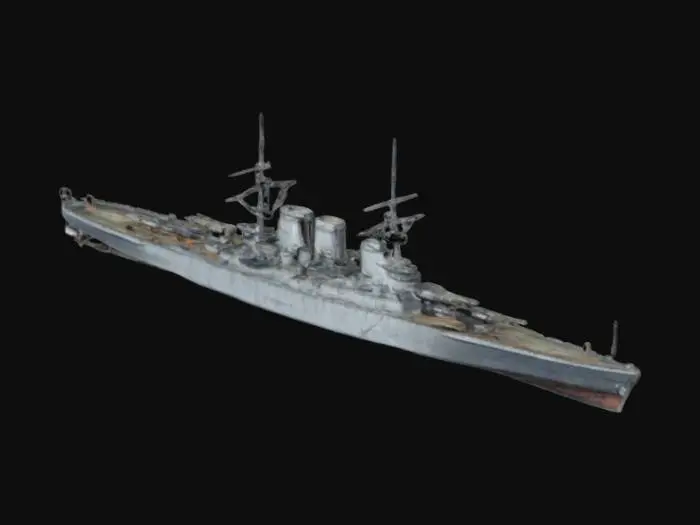 3D model for Generate a 3D model of a World War II-era naval destroyer equipped with multiple gun turrets, anti-aircraft guns, and torpedo launchers. The ship should have a detailed hull and be optimized for sea battles in an RTS game, complete with PBR textures
Flawless Design no errors