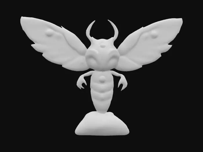 3D model for A cartoon emblem of an ankh, 0.5m tall, jagged black coal crystal with pulsing red glow spots, surreal scarab wings, vibrant Palworld style. 4K hand-painted PBR textures, quad mesh, game-ready for Unity. Ash sparks drift above. #emblem# No realistic textures, blurry details, low-poly, or rigging errors