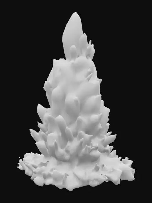 3D model for A cartoon coal ore for Unity, 2m tall, clustered black crystals with radiant blue sparkles. Vibrant Palworld style, 4K hand-painted PBR textures, quad mesh, game-ready. Small crystal shards hover around. No realistic textures, blurry details, or low-poly