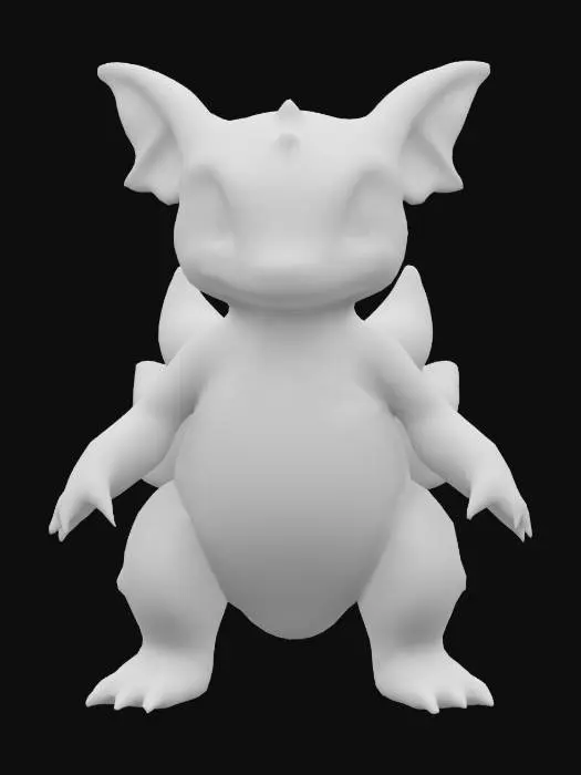 3D model for A powerful fusion between a Bulbasaur and Charmander pokemon. Humanoid, red and silver colors, highly detailed, fantasy/anime style, polished
