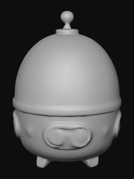 3D model for Create a medium-poly 3D model of an Egg Incubator inspired by the Palworld art style — soft, cartoon-like, colorful sci-fi fantasy aesthetic.

The design should feature a round or oval base platform with a transparent dome or capsule chamber on top where an egg would rest inside.

Include small glowing elements, smooth rounded shapes, and mechanical details like vents, soft lights, or energy tubes — but keep everything clean, unified, and stylized, not overly realistic.

The incubator should look friendly and high-quality, as if used for hatching magical creatures, with no logos or text.

Surfaces should be mostly smooth with slight color separation between base, glass dome, and accents (example: white base, light blue glass, gold trim).

Do not include any Pokémon or Palworld logos.