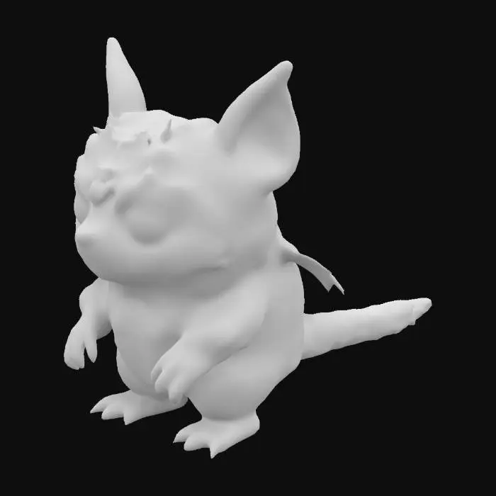 3D model for Create Cute Fluffy coat demon that  has sharp claws and demon wing on back but it has cute face 