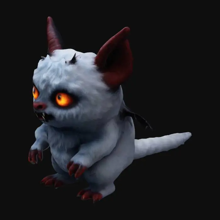 3D model for Create Cute Fluffy coat demon that  has sharp claws and demon wing on back but it has cute face 