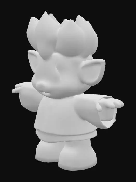 3D model for Stylized, Fantasy, Pixar Style, Game Assets, Pixar Style, Carved, Rough, Gentle, Polished, Organic, Irregular, Highly Detailed, Ultra Realistic, T-pose, Goko Hair Minecraft style 