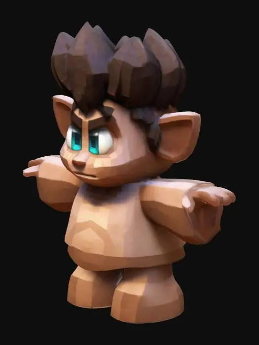 3D model for Stylized, Fantasy, Pixar Style, Game Assets, Pixar Style, Carved, Rough, Gentle, Polished, Organic, Irregular, Highly Detailed, Ultra Realistic, T-pose, Goko Hair Minecraft style 
