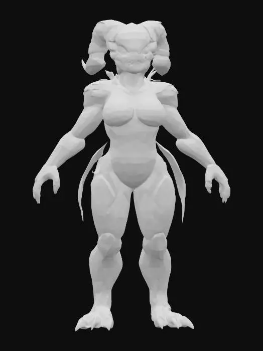 3D model for A feminine anthropomorphic deathclaw from fallout, in a t-pose