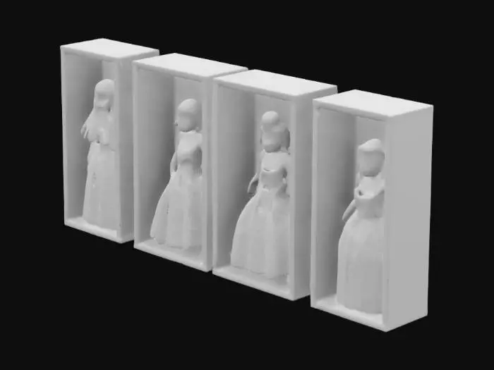 3D model for Design a series of Barbie doll boxes with different mappings. Showcase a variety of styles, including photorealistic, illustrative, and abstract.  Each box should feature a unique Barbie doll with different outfits, hairstyles, and accessories.  The box designs should be eye-catching and appealing to children.  Include details such as glitter, holographic foil, and embossing.  Generate high-resolution images suitable for printing.