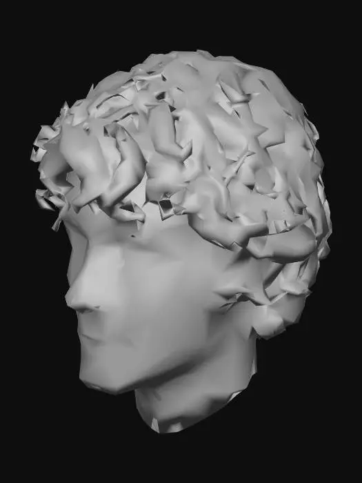 3D model for short curly straight hair