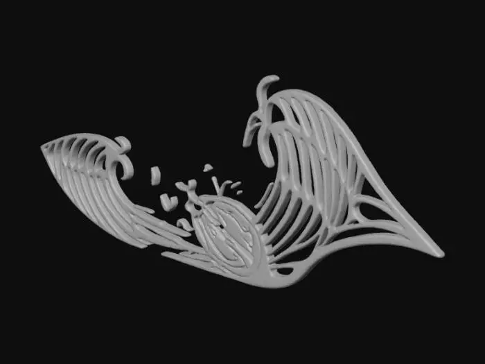 3D model for Wave Tattoo Design
