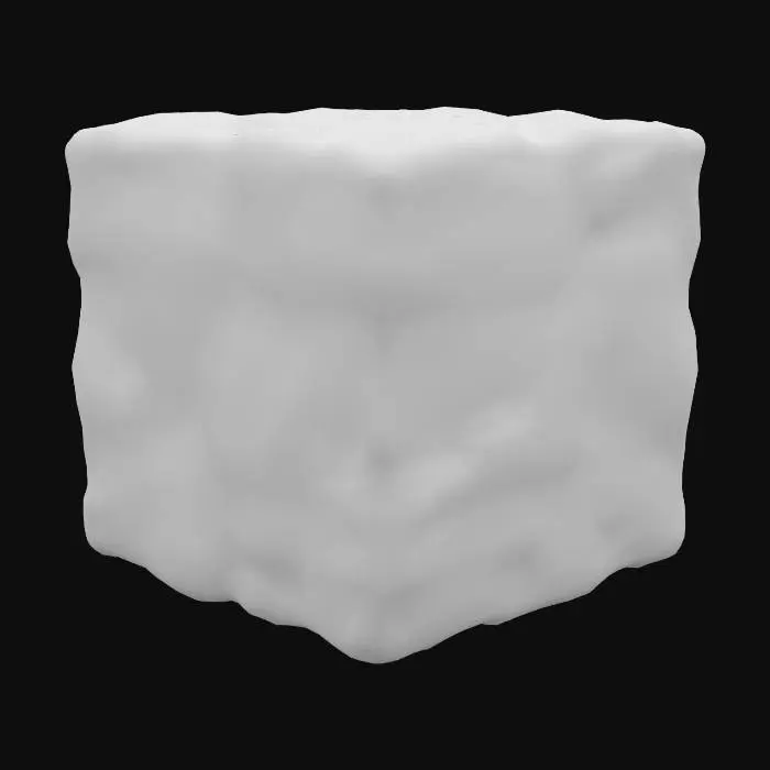 3D model for A square cube with lava material and texture, with cracks on the layer