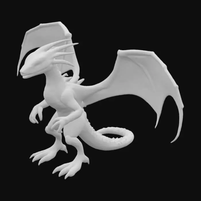 3D model for Ultra-detailed 3D model of a sleek, alien aerial creature inspired by a dragon and pterosaur. Slender, agile body with four limbs and two expansive, membranous wings attached to elongated arms. Long, aerodynamic tail with fin-like stabilizers. Smooth, scale-textured skin in vibrant shades of teal, blue, and green, with luminous bioluminescent patterns tracing the wings and spine. Elongated neck leading to a narrow, reptilian head with sharp eyes, crest fins, and a split lower jaw structure. Clawed feet with gripping talons for perching. Wings extended in a neutral pose. No background, neutral studio lighting. High-resolution skin and wing membrane textures, designed for cinematic-quality renders.