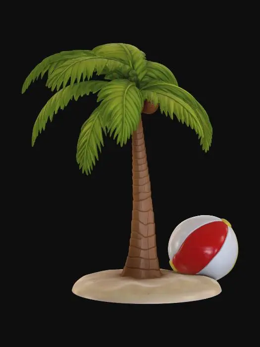 3D model for Palm Tree and Beach Ball
