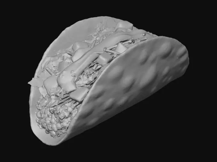 3D model for a nice and delicious ultra realistic taco, extreme details, well lit, no decoration besides it