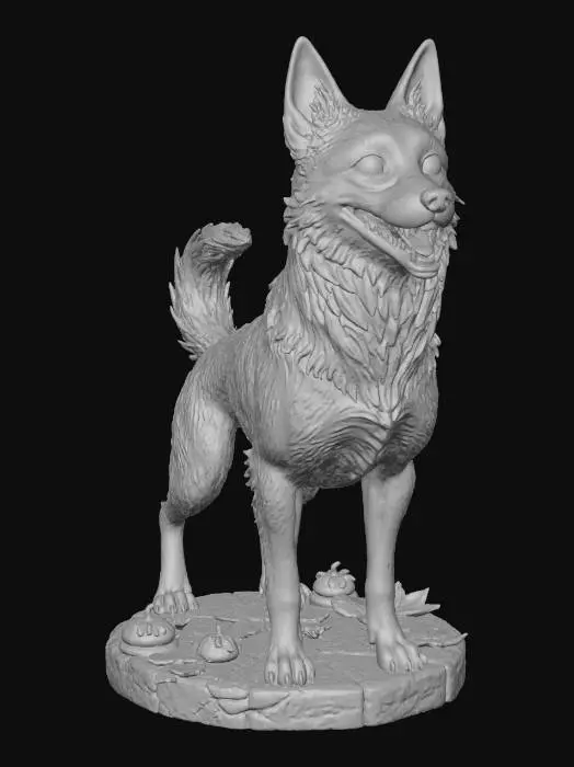 3D model for #Halloween2025#, ultra realistic cute belgian malinois chesire dog on a simple halloween themed base, masterfully crafted, extreme details, on neutral grey background, natural but slightly vibrant colors, well lit , , extreme details, highest resolution, #Halloween2025#, #Halloween2025#