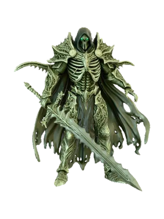 a pale green chavant figurine of a bone revenant death knight overlord, ultra… 3D model, vytvořený pomocí AI