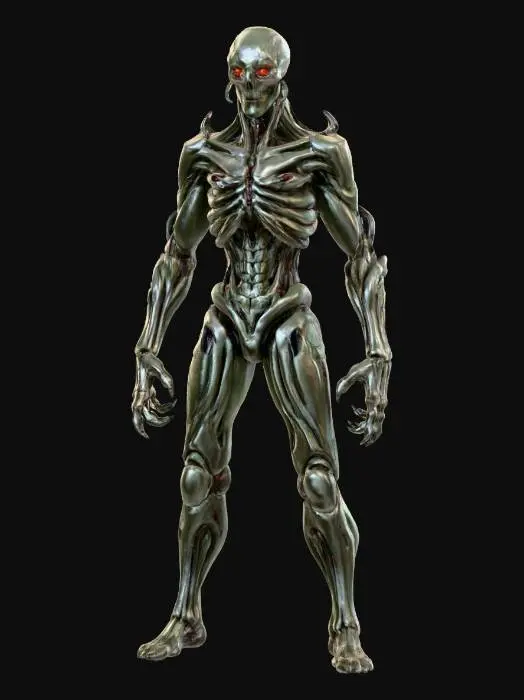 3D model for a full body clay or chavant figurine of 
dystopian, cyborg Sentinel of the Future ultra realistic, natural A Pose, extreme details ,on neutral mid grey background, studio lighting, dark and gloomy, natural muted colors, lost, , gloomy horror, no weapon, design patterns inspired by HR Giger, utterly disturbing,