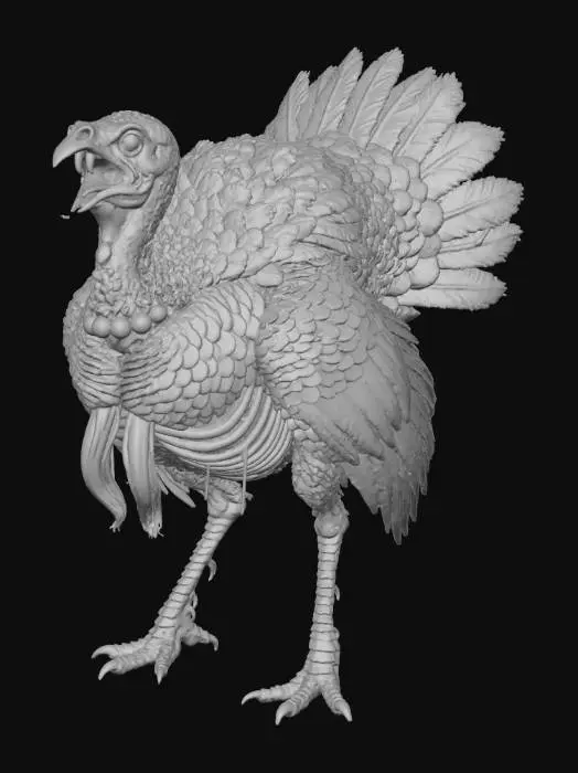 3D model for create an undead rotten wild thanks giving Turkey creature, ultra realistic, well lit, natural but vibrant colors, dark and gloomy, #Thanksgiving#