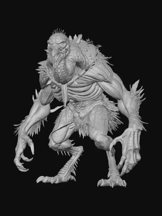 3D model for #Thanksgiving#, create an undead rotten wild thanksgiving, #Thanksgiving#,  Turkey monster hybrid anthropomorphic mutant creature, ultra realistic, well lit, natural but vibrant colors, dark and gloomy, disturbing, chaos mutant turkey beast feral and utterly aggressive, massice claws  #Thanksgiving#,  #Thanksgiving# on a neutral subtle mid grey bg
