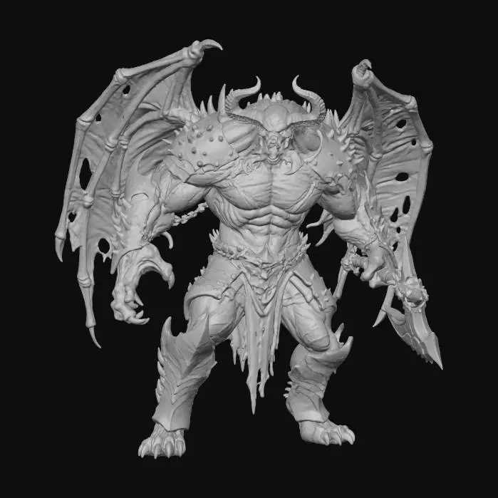 3D model for a massive,full body concept of a MC farlane MALEBOLGIA hellspawn , ultra realistic, natural a pose, extreme details, in a subtle environment, distressed textures, dark and gloomy, this guy has seen a thousand battles, natural muted colors, menacing , brutal, aggressive, in attack