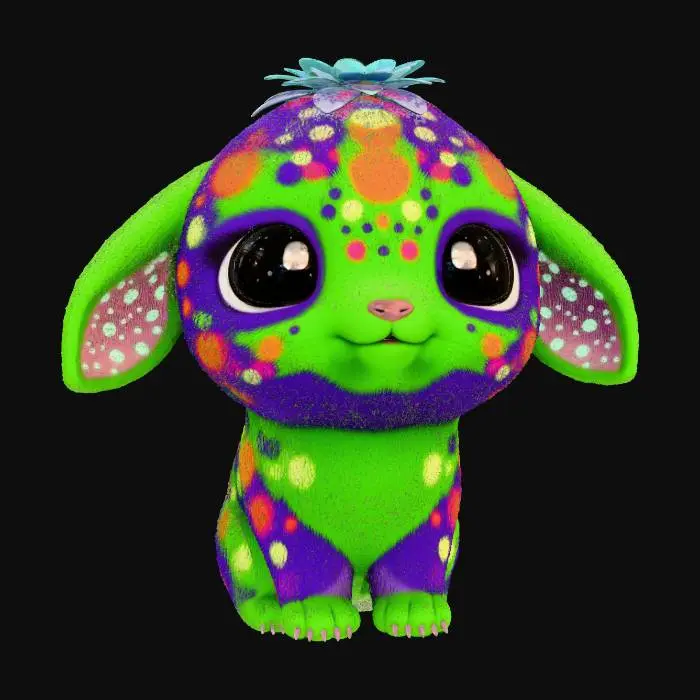 3D model for create a super cute little chibi fantastic animal hybrid, which is an extraterrestial lifeform, on 4 legs cute stylized little critter or plant eater, vibrant colors, a fantastic creature, very cute extreme details, #Thanksgiving#