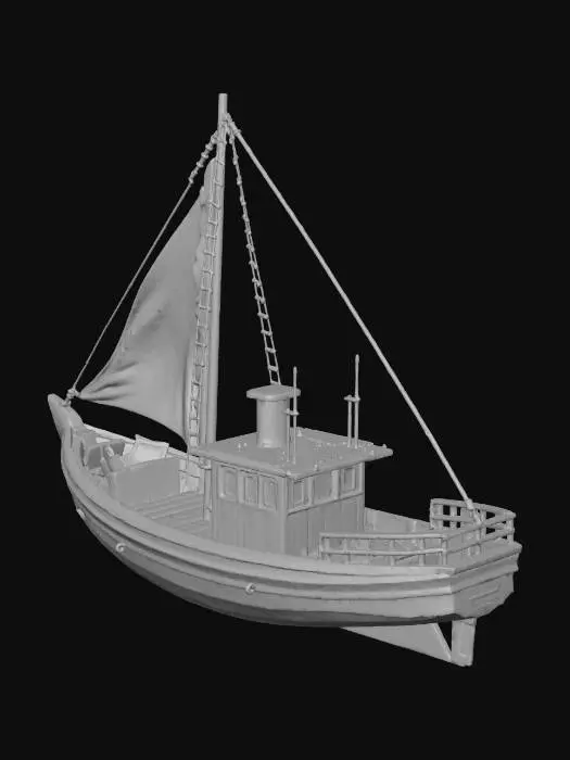3D model for A realistic rustic fishing boat