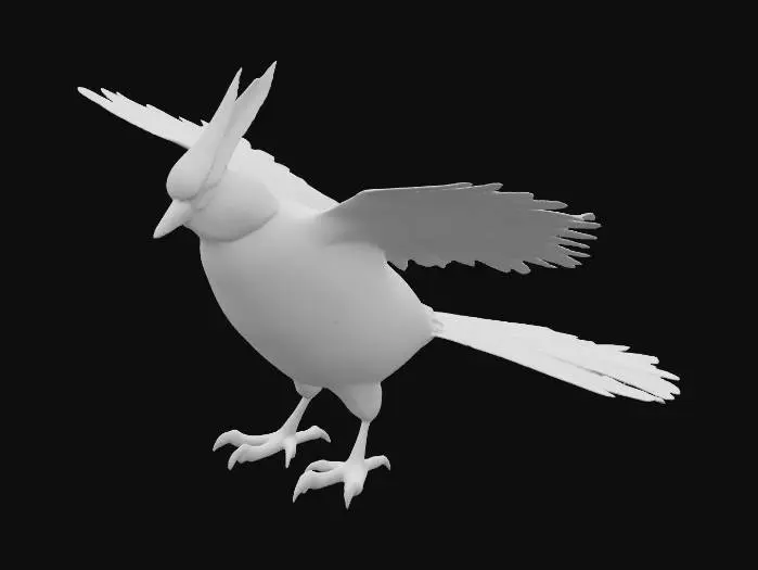 3D model for Ultra-realistic 3D model of a Purple Finch in a neutral T-pose, wings fully spread outward. Feathers washed in raspberry-red tones over head and chest, blending into streaked brown wings and tail. Lifelike feather detail, realistic beak and claws, clean neutral studio background.