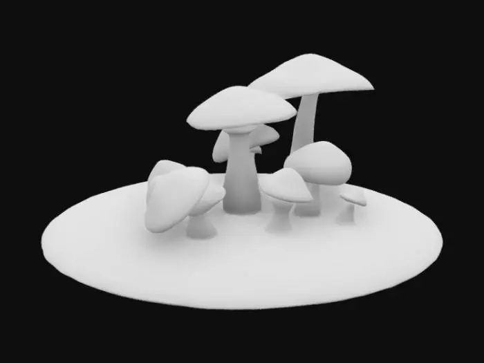 3D model for small mushrooms in a group