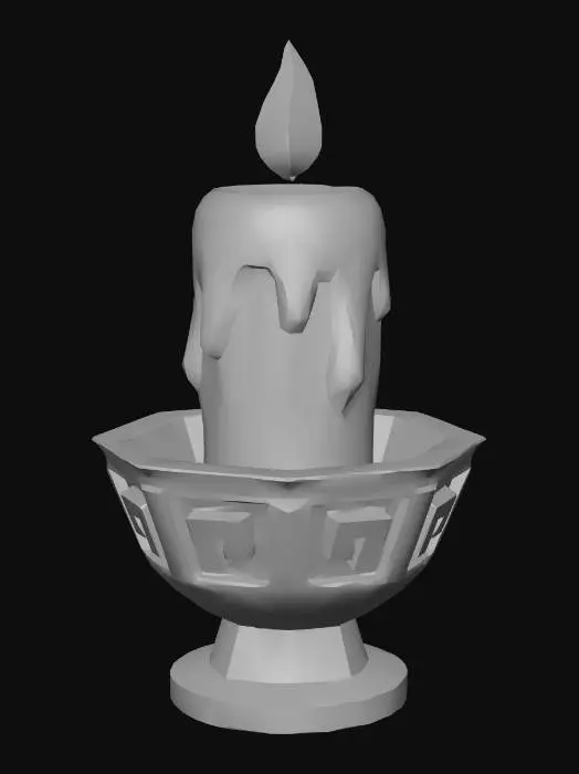 3D model for low poly medieval candle and holder