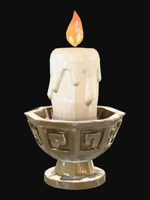 3D model for low poly medieval candle and holder