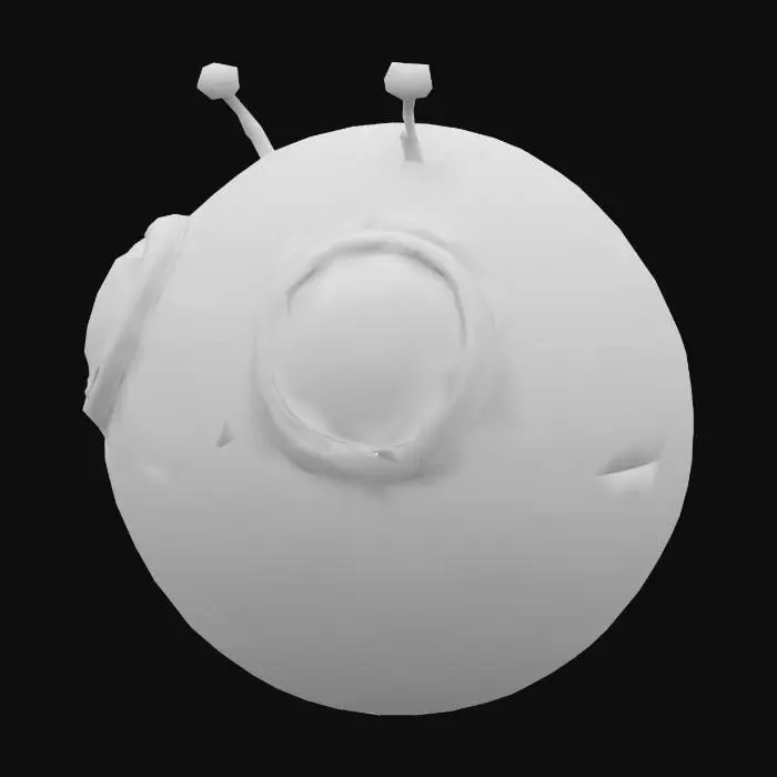 3D model for small round astrobot, 4k textures spherical floating robot with cute eyes