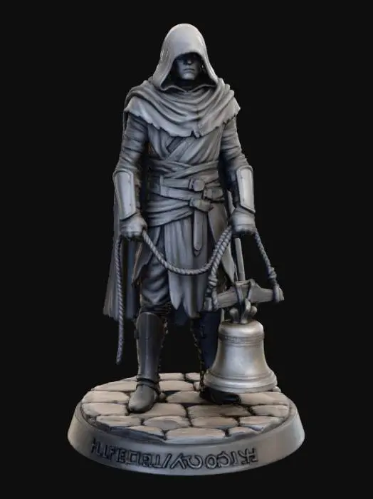 3D model for The Bell Acolyte – Dark Fantasy Guardian Statue