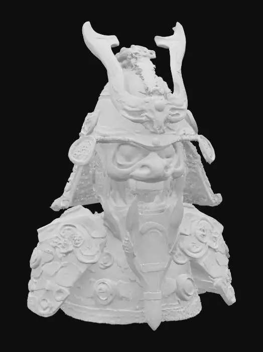 3D model for a samurai Men-yoroi of a hanya demon, open in the mouth and in the eyes