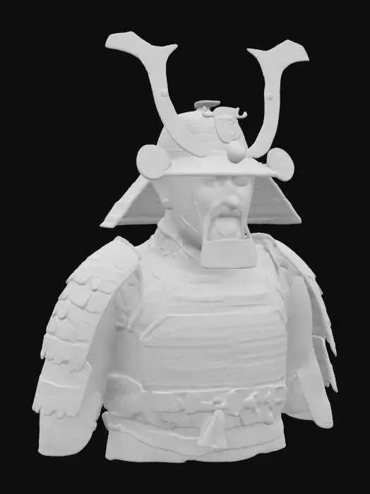 3D model for a samurai Men-yoroi of a hanya demon, open in the mouth and in the eyes