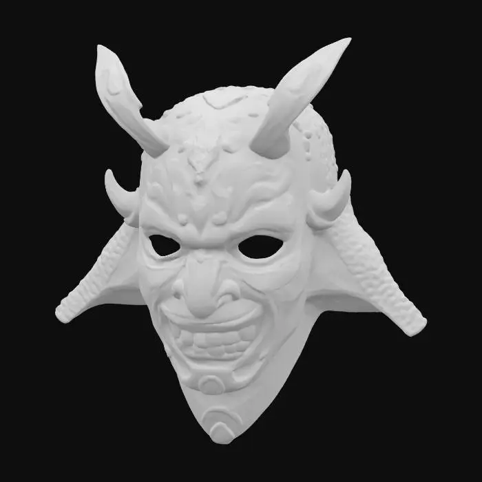 3D model for a samurai Menpo of a hanya demon, open in the mouth and in the eyes