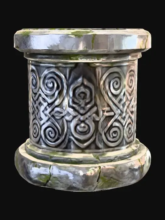 3D model for pedestal de pedra entalhado com desenhos celta