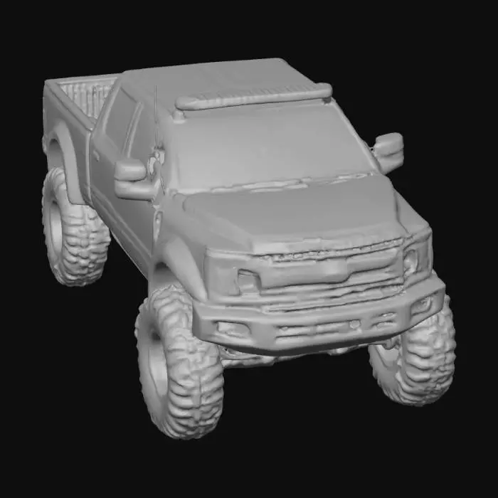 3D model for red jacked up pick-up truck