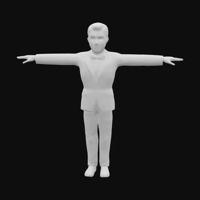 3D model for Stylisé, Peint à la main, Style Pixar, Pose en T, Corps entier james bond sean connery white dress, bow tie