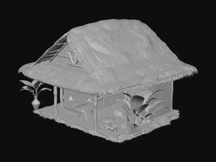 3D model for realistic Old bahay kubo