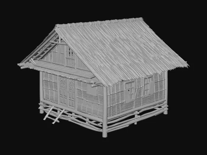 3D model for Please make me a realistic old bahay kubo during 1890's era