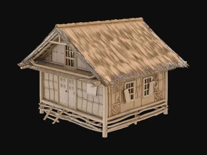 3D model for Please make me a realistic old bahay kubo during 1890's era