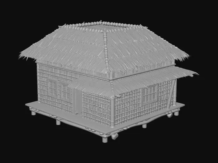 3D model for Please make me a realistic old bahay kubo during 1890's era